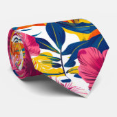 Cravate Conception d'île tendance florale tropicale vibran (Roulé)
