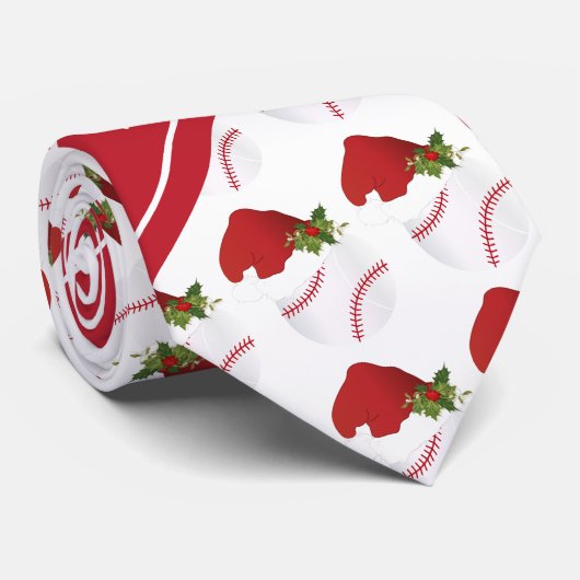 Cravate Conception du baseball de Noël (Roulé)