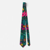 Cravate Conception Florale Tropicale | Hibiscus & Feuillag (Devant)
