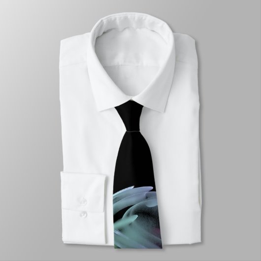 Cravate conception fractale abstrait 4 noir, bleu, vert (Attaché)