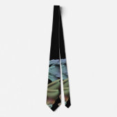 Cravate conception fractale abstrait 4 noir, bleu, vert (Devant)