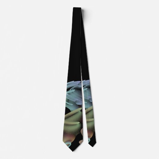 Cravate conception fractale abstrait 4 noir, bleu, vert (Devant)