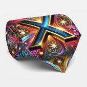 Cravate conception géométrique néon (Roulé)