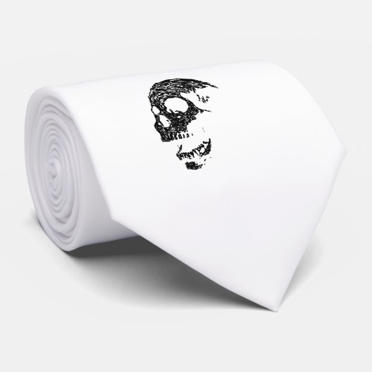 Cravate Conception noire et blanche de crâne (Roulé)