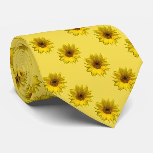 Cravate conception photographique d'art de tournesol jaune (Roulé)