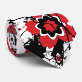 Cravate Conception rouge de Sakura de fleurs de cerisier (Roulé)