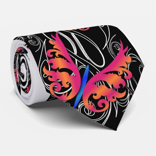 Cravate Conception sauvage de secousse de papillon, (Roulé)