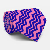 Cravate Conception Zigzag Chevron Rose Bleu (Roulé)