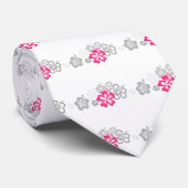 Cravate Conceptions grises et roses de ketmie (Roulé)