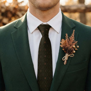 Cravate Cône de pin rustique et bois de feuille d'automne