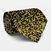 Cravate Confetti Or en noir (Roulé)