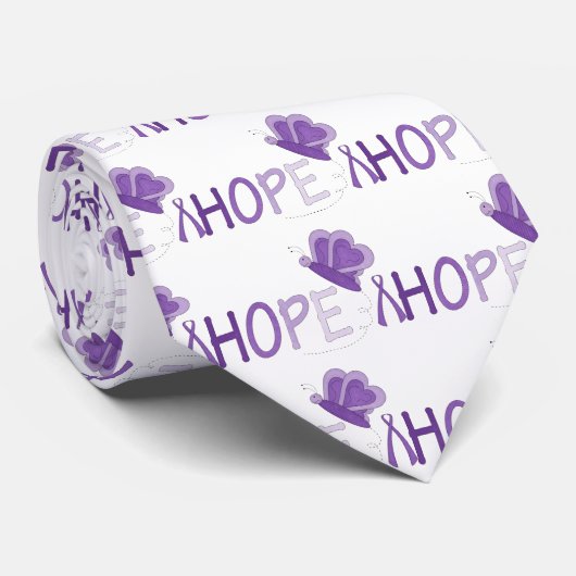 Cravate Conscience pourpre de ruban d'espoir (Roulé)