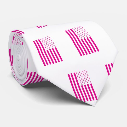 Cravate Conscience rose de cancer du sein de drapeau (Roulé)