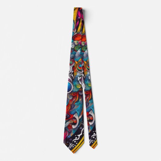 Cravate Contemporary Psychedelic Abstract Design (Devant)