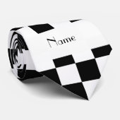 Cravate Contrôleurs noirs et blancs nommés personnalisés (Roulé)