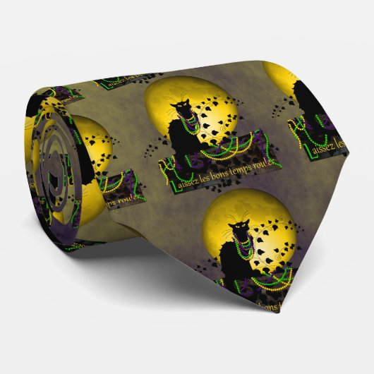 Cravate Conversation Noir Mardi Gras (Roulé)