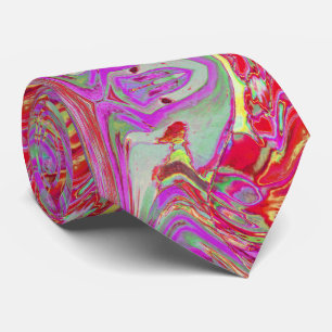 Cravate Cool Abstrait Magenta et Red Super Retro