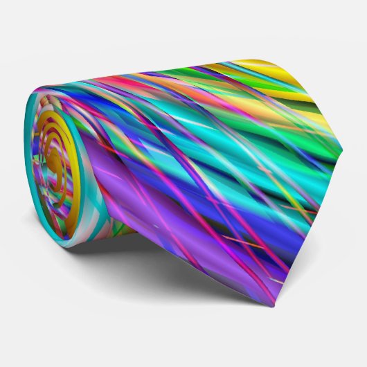Cravate Cool Abstrait mignon "Rainbow Swirl" (Roulé)
