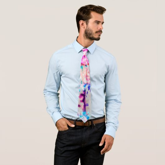 Cravate Cool Abstrait Pink Blue Black Tie Dye Motif (En situation)