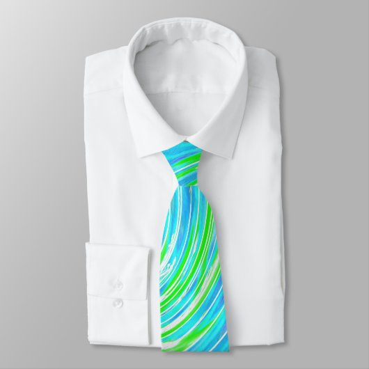 Cravate Cool Abstrait Retro Aqua et Lime Green Swirl (Attaché)