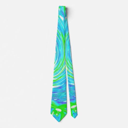 Cravate Cool Abstrait Retro Aqua et Lime Green Swirl (Devant)