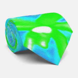 Cravate Cool Abstrait Retro Aqua et Lime Green Swirl