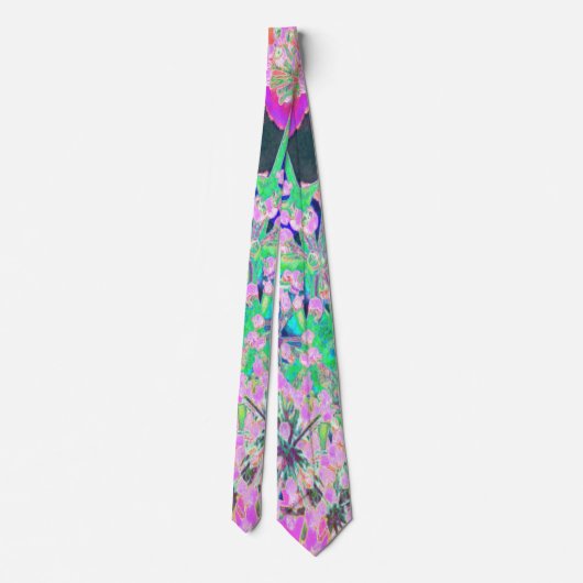 Cravate Cool Abstrait Retro Nature en rose et vert citron (Dos)