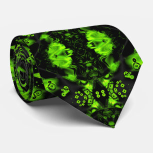 Cravate Cool Art numérique moderne vert et noir
