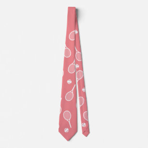 Cravate Cool Blanc Retro Racquettes de Tennis Motif Rose C