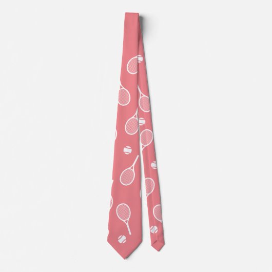Cravate Cool Blanc Retro Racquettes de Tennis Motif Rose C (Devant)