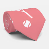 Cravate Cool Blanc Retro Racquettes de Tennis Motif Rose C (Roulé)