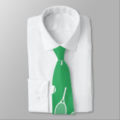 Cravate Cool Blanc Retro Raquettes de Tennis Motif Vert (Attaché)