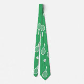 Cravate Cool Blanc Retro Raquettes de Tennis Motif Vert (Dos)