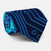 Cravate Cool Blue Electronic Circuit Board Motif Hexagon (Roulé)