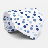 Cravate cool blue white polka dot tiled pattern (Roulé)