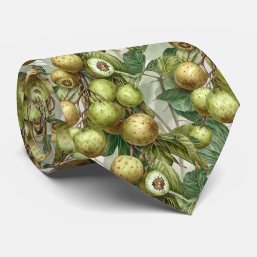 Cravate Cool carrelé kiwi motif fruit (Roulé)