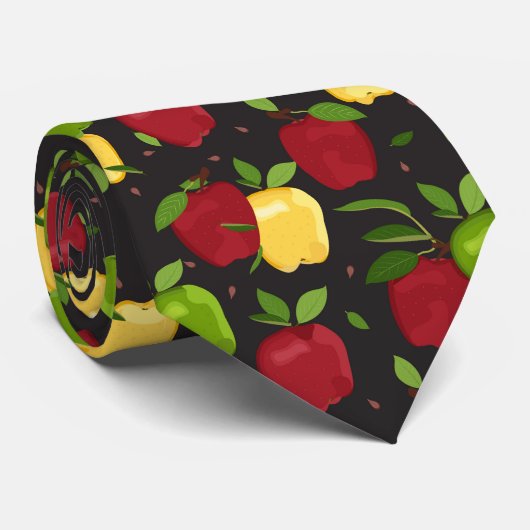 Cravate cool carrelé pomme motif fruit (Roulé)