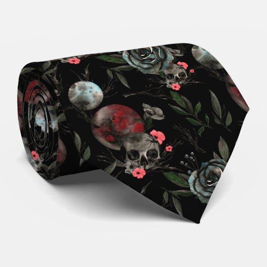 Cravate cool crâne gothique carrelé motif (Roulé)