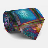 Cravate cool électrique Abstrait carrés géométriques bleus (Roulé)