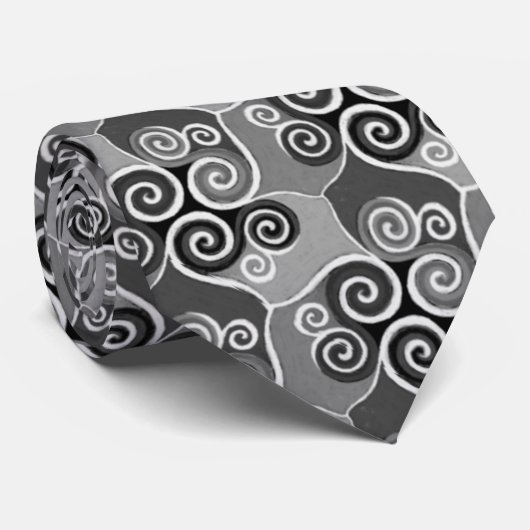 Cravate Cool Élégant Motif Abstrait Tourbillonnant Artsy G (Roulé)
