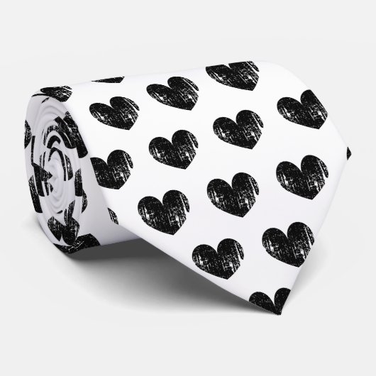 Cravate Cool en détresse coeur noir motif mariage (Roulé)