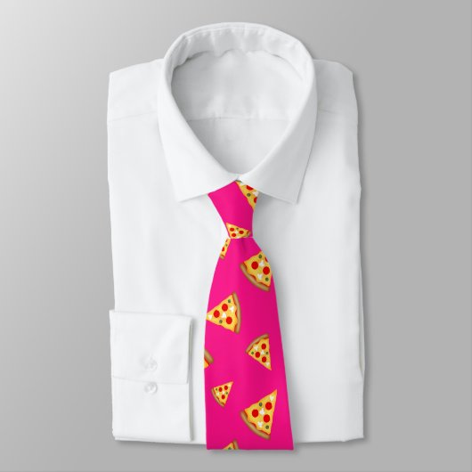Cravate Cool et amusant pizza tranches motif rose chaud (Attaché)
