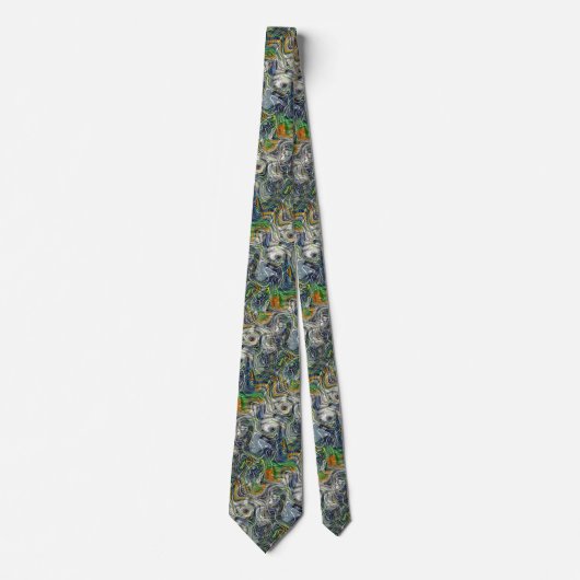 Cravate Cool funky Retro Chic  en marbre fractal Motif (Devant)