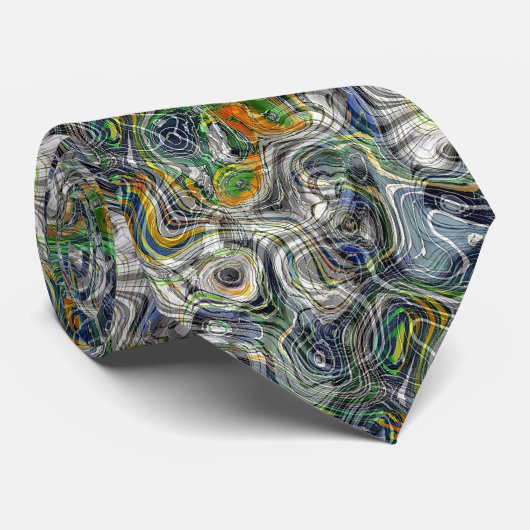 Cravate Cool funky Retro Chic  en marbre fractal Motif (Roulé)