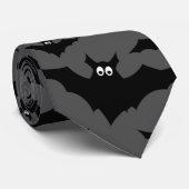 Cravate Cool gris noir Volant chauves-souris motif Hallowe (Roulé)