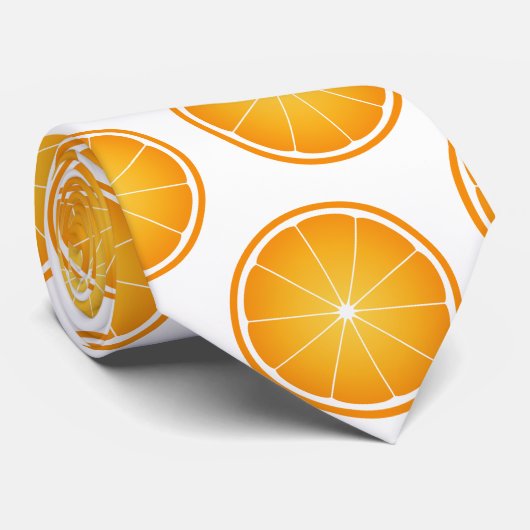 Cravate Cool Juicy Orange tranches de fruits motif blanc (Roulé)