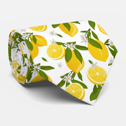 Cravate cool lemon fruit tiled pattern neck tie  (Roulé)