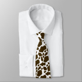 Cravate cool marron blanc tache vache carrelé motif (Attaché)