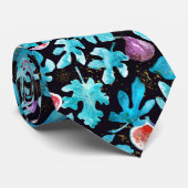 Cravate Cool Moderne Aquarelle Figues Fruit et Feuille (Roulé)