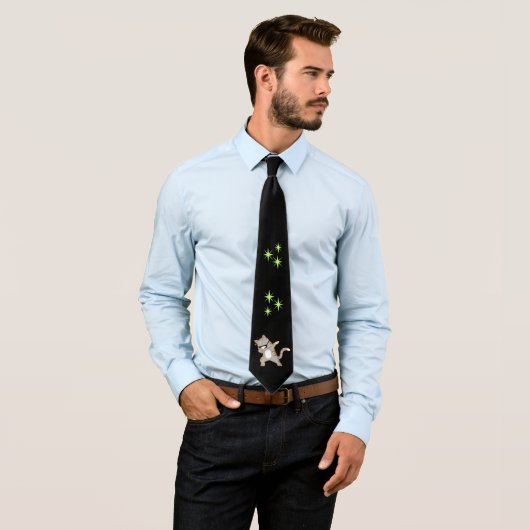 Cravate Cool Moderne Hipster Grey Chat (En situation)
